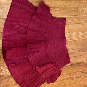 raspberry red ish pink smocked waist layered skirt